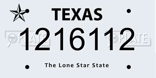 1216112 Texas License Plate