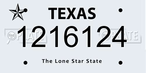 1216124 Texas License Plate