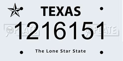 1216151 Texas License Plate