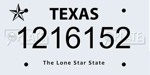 1216152 Texas License Plate