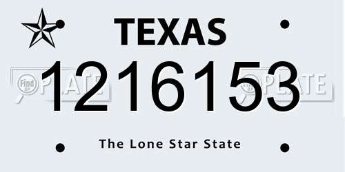 1216153 Texas License Plate