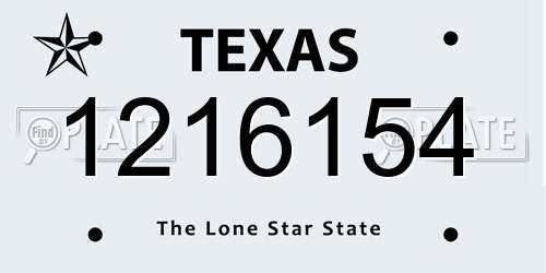 1216154 Texas License Plate