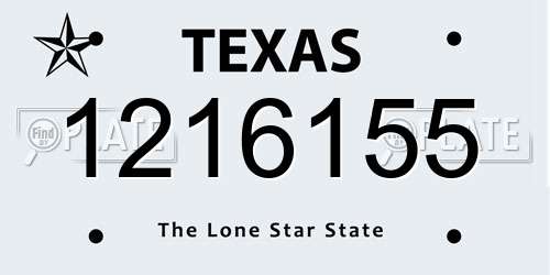 1216155 Texas License Plate