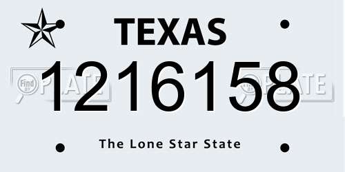 1216158 Texas License Plate