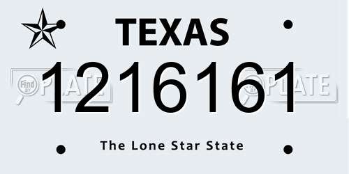 1216161 Texas License Plate