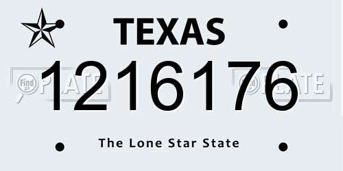 1216176 Texas License Plate