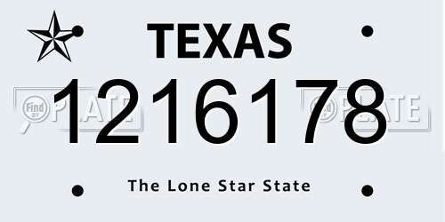 1216178 Texas License Plate