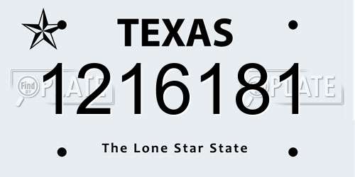 1216181 Texas License Plate