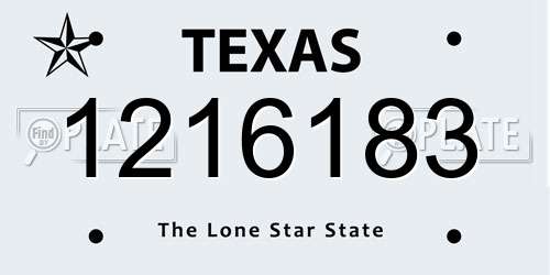 1216183 Texas License Plate