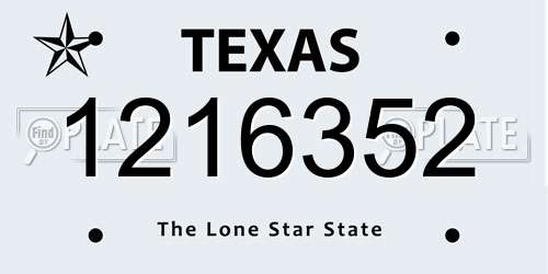 1216352 Texas License Plate