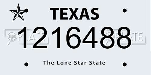 1216488 Texas License Plate