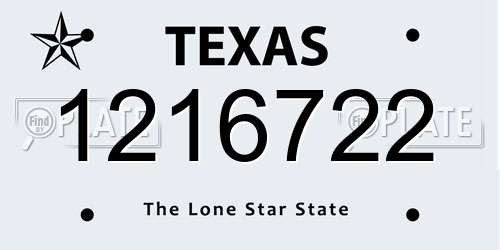 1216722 Texas License Plate