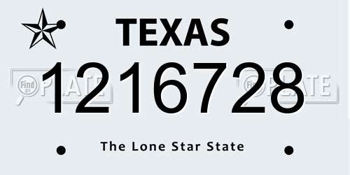 1216728 Texas License Plate