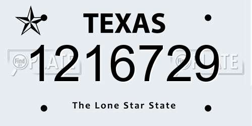 1216729 Texas License Plate