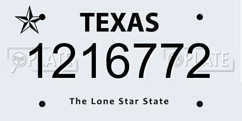 1216772 Texas License Plate