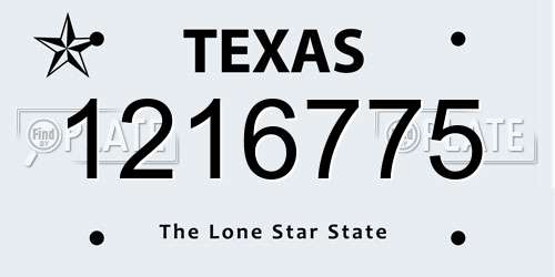 1216775 Texas License Plate