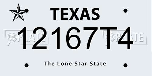 12167T4 Texas License Plate