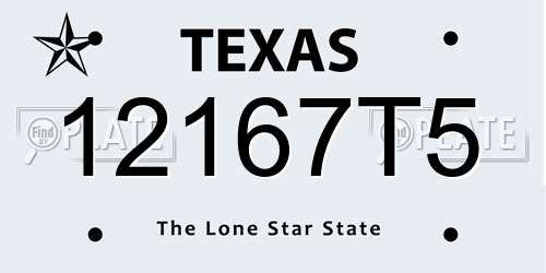 12167T5 Texas License Plate