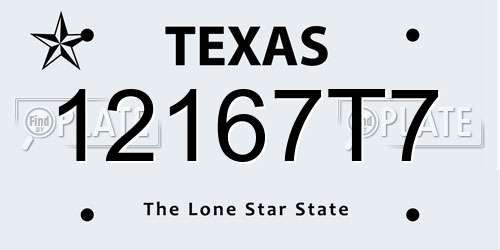 12167T7 Texas License Plate