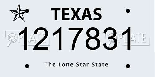 1217831 Texas License Plate