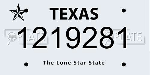 1219281 Texas License Plate