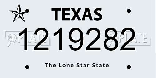 1219282 Texas License Plate