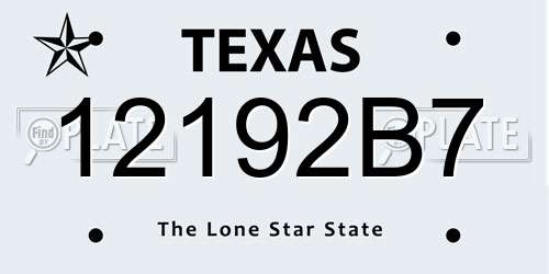 12192B7 Texas License Plate