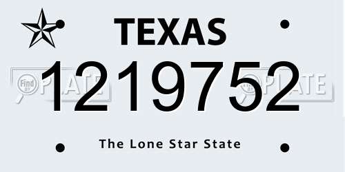 1219752 Texas License Plate
