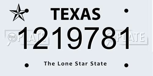 1219781 Texas License Plate