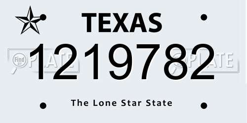 1219782 Texas License Plate