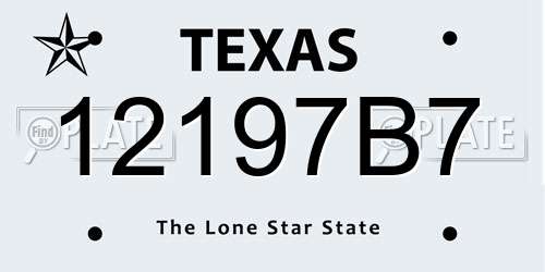 12197B7 Texas License Plate