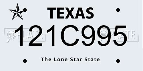 121C995 Texas License Plate
