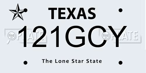 121GCY Texas License Plate