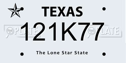 121K77 Texas License Plate