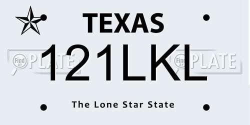 121LKL Texas License Plate