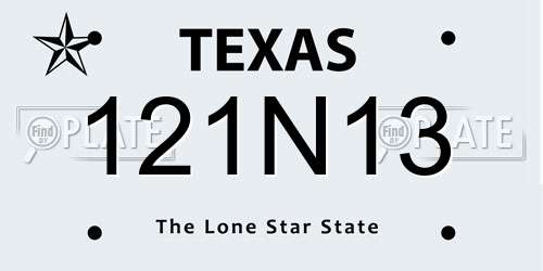 121N13 Texas License Plate