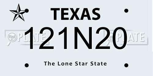 121N20 Texas License Plate
