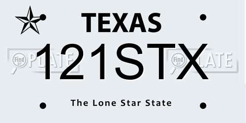 121STX Texas License Plate