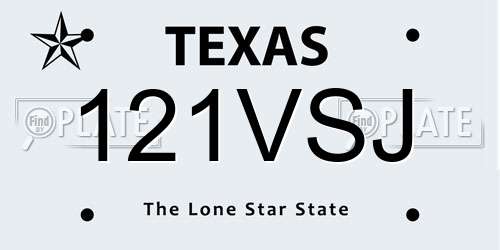 121VSJ Texas License Plate
