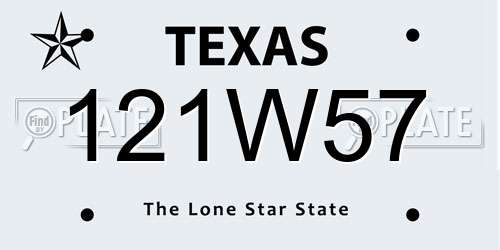 121W57 Texas License Plate