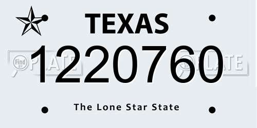 1220760 Texas License Plate