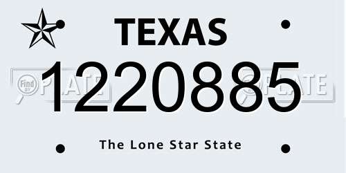 1220885 Texas License Plate