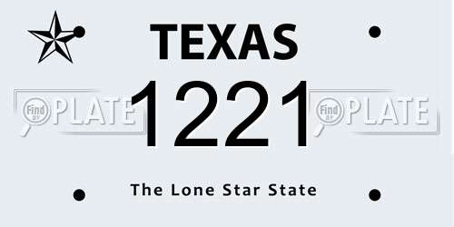 1221 Texas License Plate