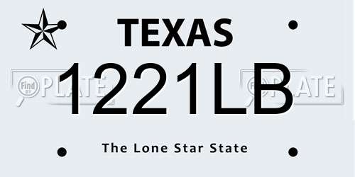 1221LB Texas License Plate