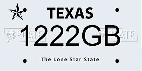1222GB Texas License Plate