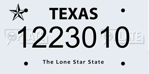 1223010 Texas License Plate