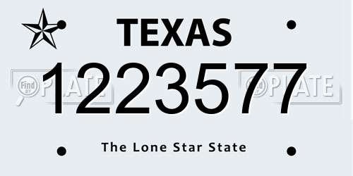 1223577 Texas License Plate