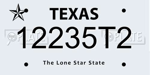 12235T2 Texas License Plate