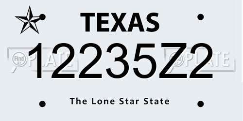 12235Z2 Texas License Plate