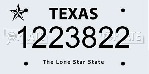1223822 Texas License Plate